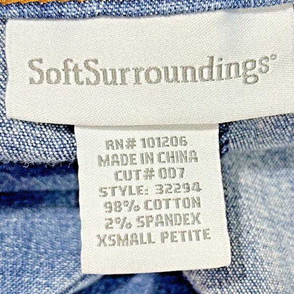 Soft Surroundings Long Blue Ombre Denim Maxi Skirt Flare Pleats Pockets Size XSP - Picture 9 of 9